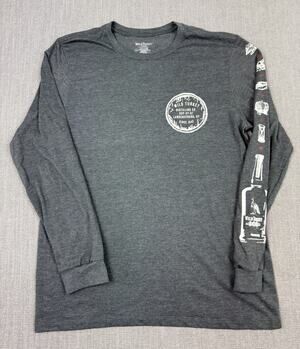 Wild Turkey Long Sleeve Graphic T Shirt Mens Medium Gray Whiskey Bourbon Logo